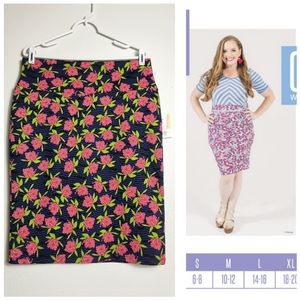 Lularoe Cassie Pencil Skirt High Waist Women's Size XL  Pink Roses Print